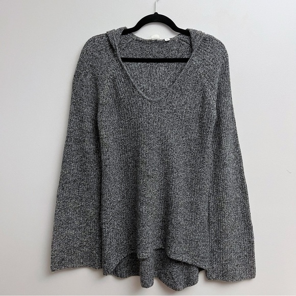 Gap Women’s small Oversized Marl Knit Wool Blend Hooded V Neck Shaker Sweater - Picture 1 of 9